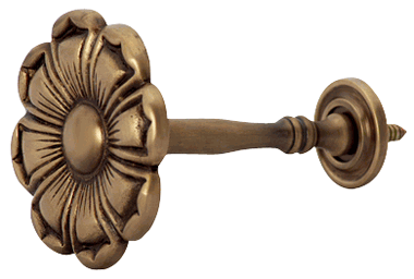 2 7/8 Inch Wide Solid Brass Curtain Tie Back - Large Flower Button COPPER MOUNTAIN HARDWARE
