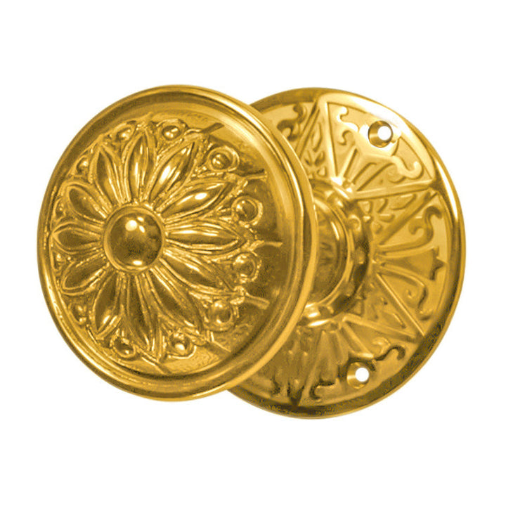 Eastlake Rosette Door Set with Floral Imprint Door Knobs (Several Finishes Available)