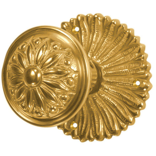 French Provincial Rosette Door Set with Floral Imprint Door Knobs (Several Finishes Available)