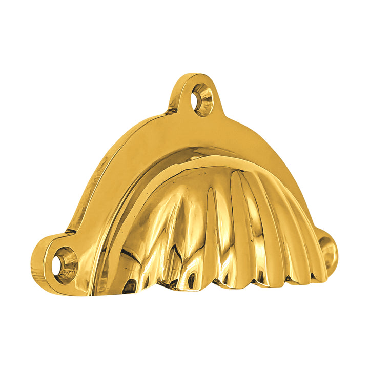 4 Inch Overall (3 1/2 Inch c-c) Solid Brass Scalloped Style Cup Pull