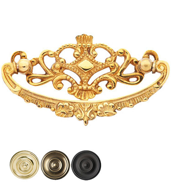 4 1/8 Inch Solid Brass Ornate Victorian Pull COPPER MOUNTAIN HARDWARE
