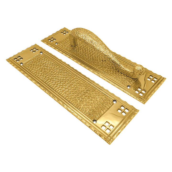 12 Inch Arts & Crafts Style Door Pull & Push Plate Set