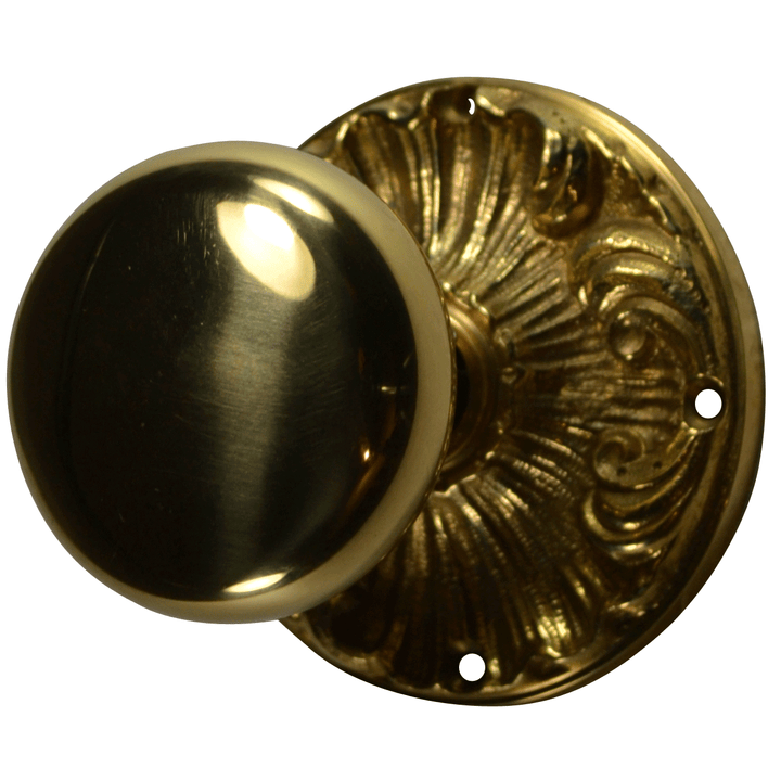 ##Antique Hardware## Romanesque Rosette Door Set with Round Brass Door Knobs (Several Finishes Available)