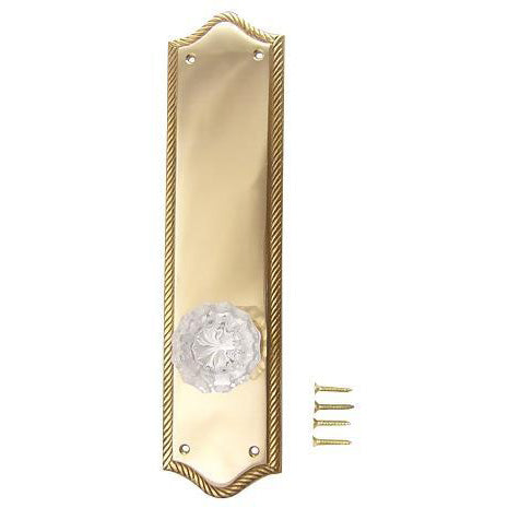 ##Antique Hardware## Arched Georgian Roped Backplate Door Set with Fluted Crystal Door Knobs (Several Finishes Available)