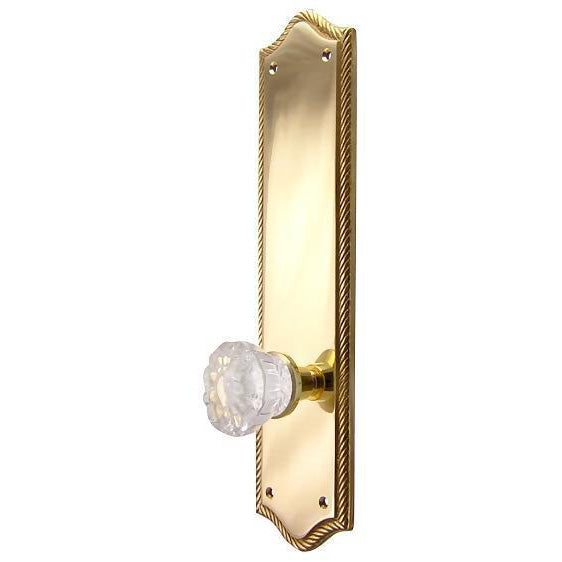 ##Antique Hardware## Arched Georgian Roped Backplate Door Set with Fluted Crystal Door Knobs (Several Finishes Available)