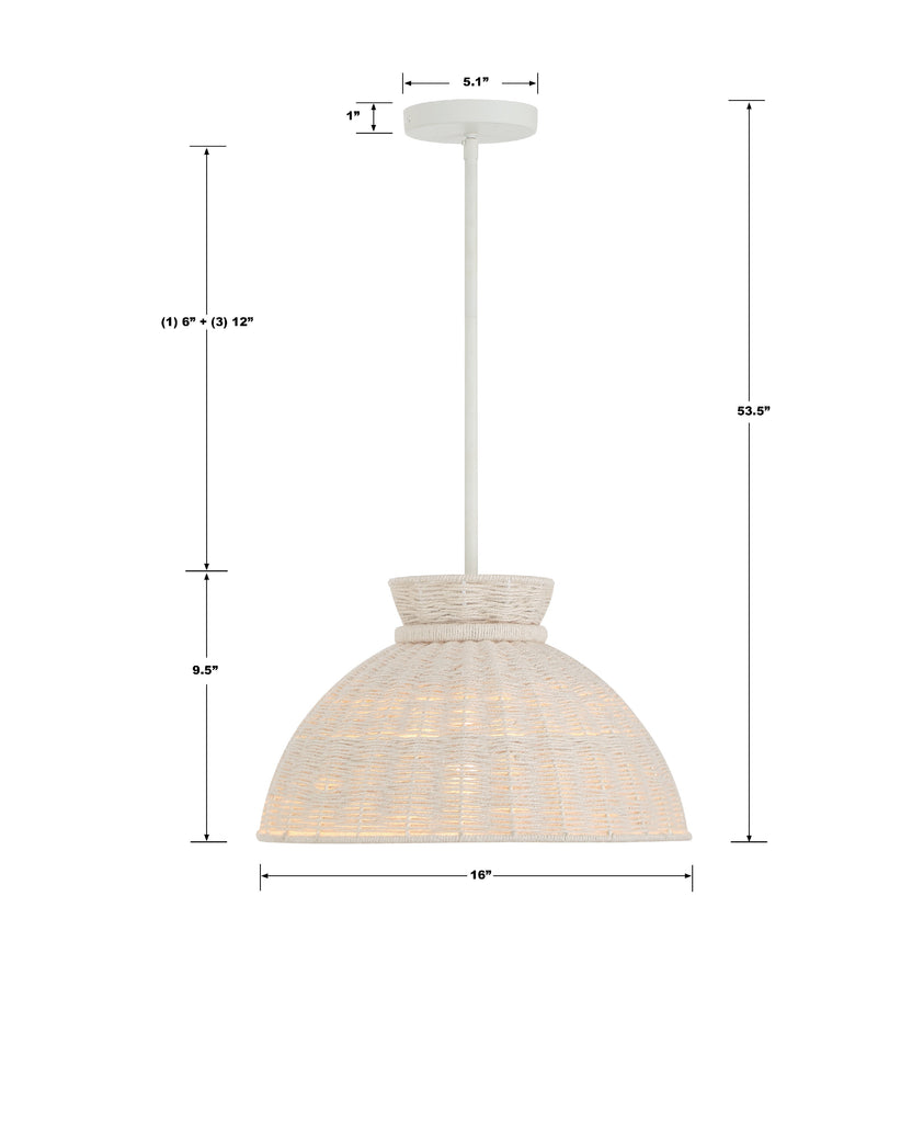 Reese 1 Light Matte White Pendant Crystorama