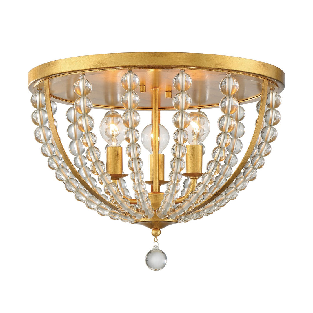 Crystorama Crystorama Roxy 3 Light Antique Gold Flush Mount