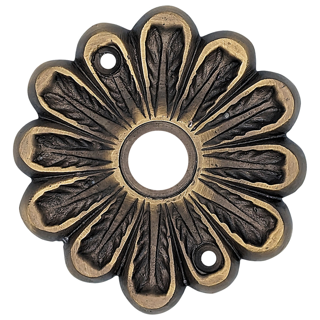 COPPER MOUNTAIN HARDWARE Solid Brass Flower Style Rosette (Antique Brass Finish)