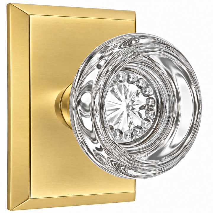 Magnifique® Rectangular Door Set with Crystal Round Knobs (Several Finishes Available)