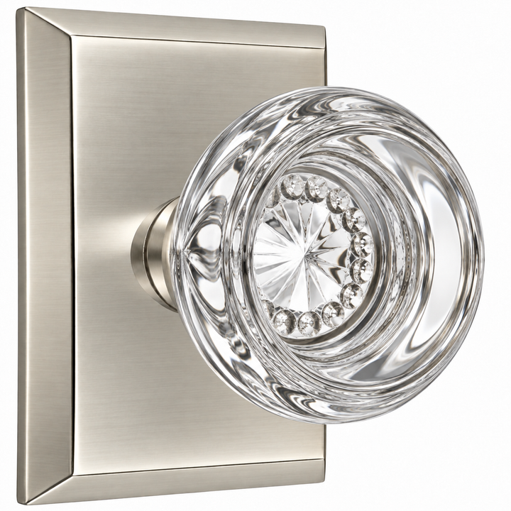 Magnifique® Rectangular Door Set with Crystal Round Knobs (Several Finishes Available)