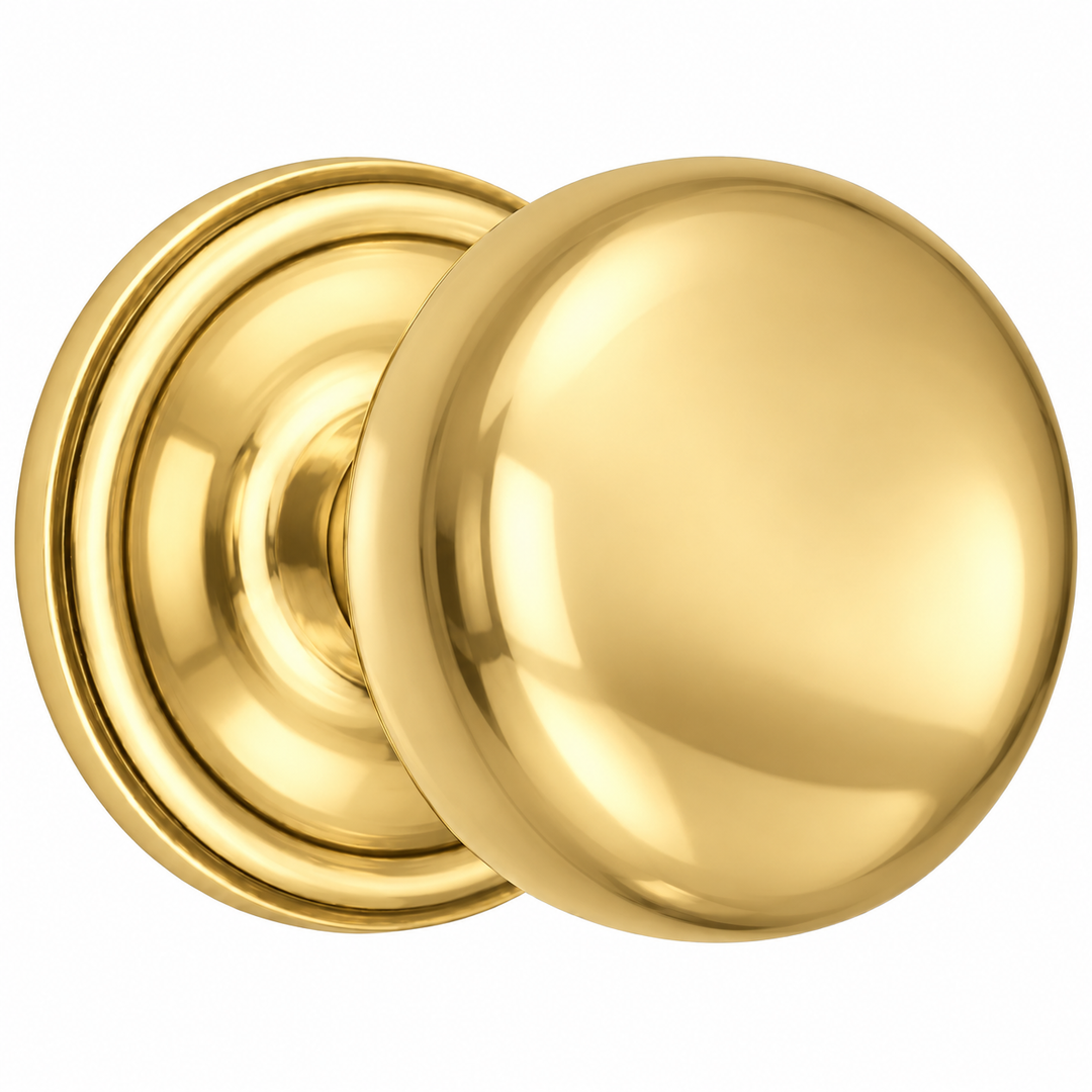 Traditional Rosette Door Set with Round Brass Door Knobs (Several Finishes Available)