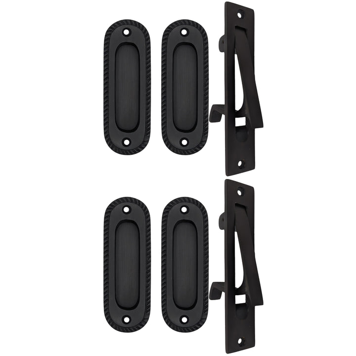 Georgian Rope Oval Pocket Door Set (Several Finishes Available) COPPER MOUNTAIN HARDWARE