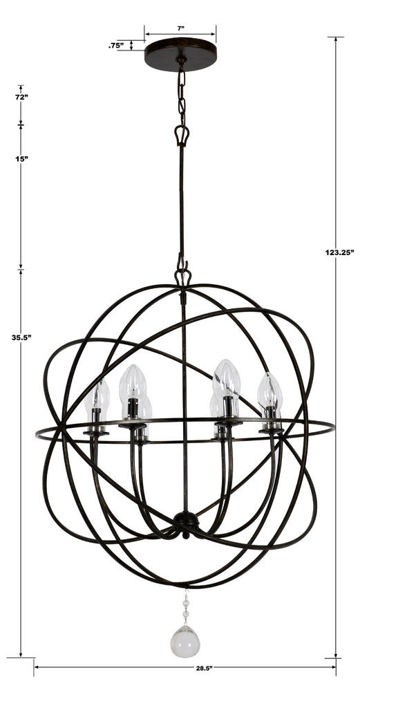 Solaris 6 Light English Bronze Sphere Outdoor Pendant Crystorama