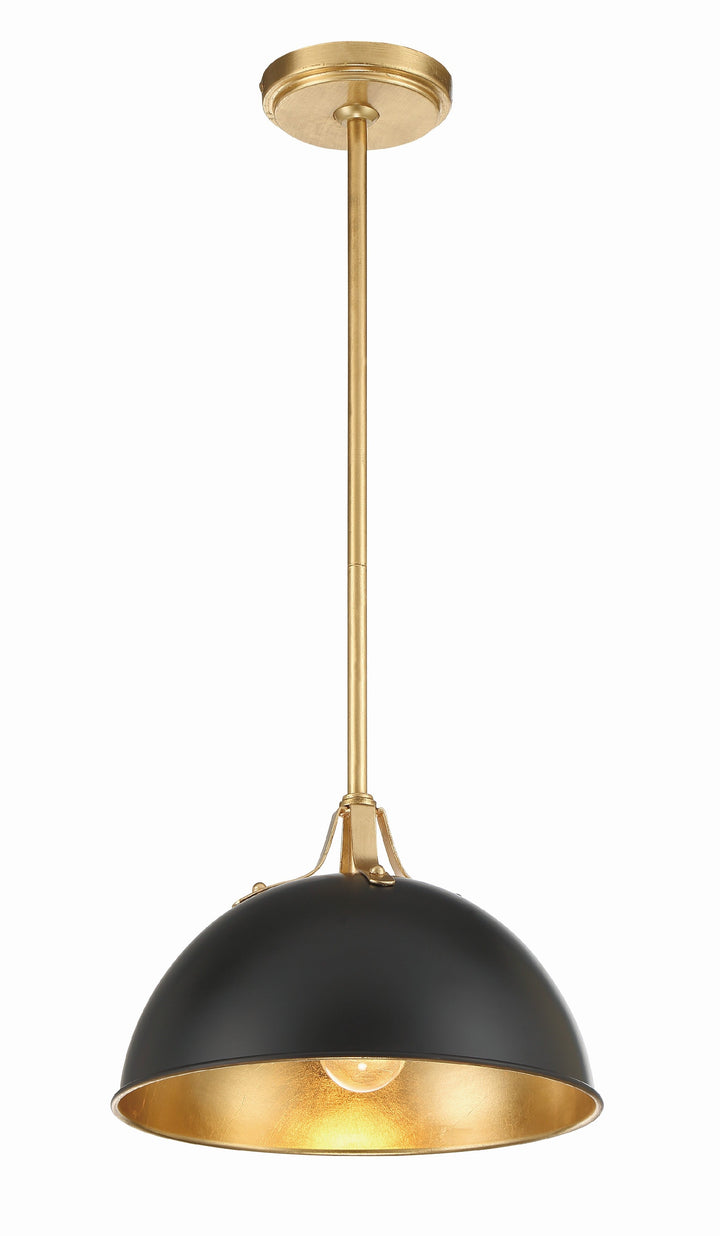 Soto 1 Light Matte Black + Antique Gold Mini Pendant Crystorama