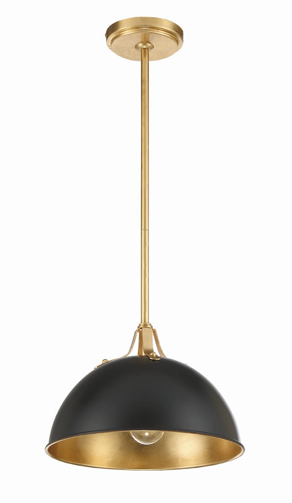 Soto 1 Light Matte Black + Antique Gold Mini Pendant Crystorama