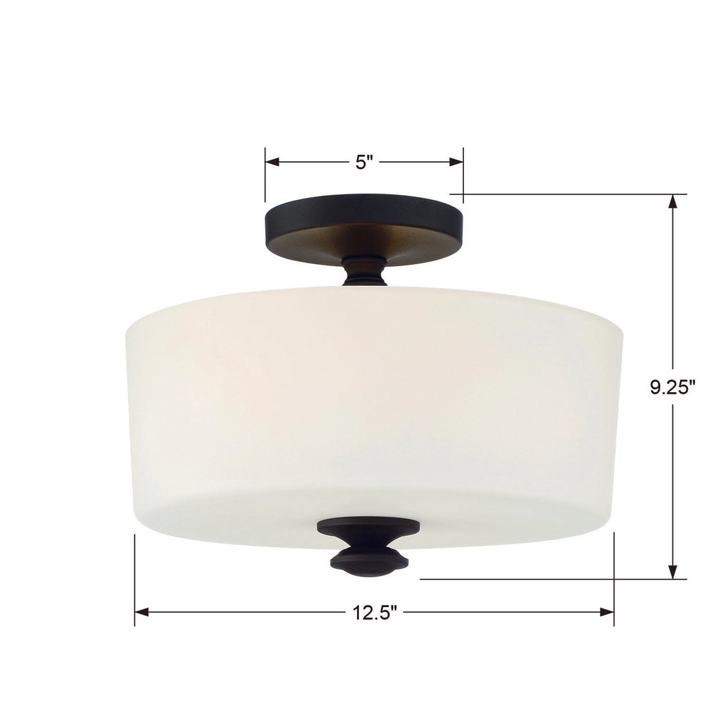 Crystorama Crystorama Travis 2 Light Black Forged Semi Flush Mount