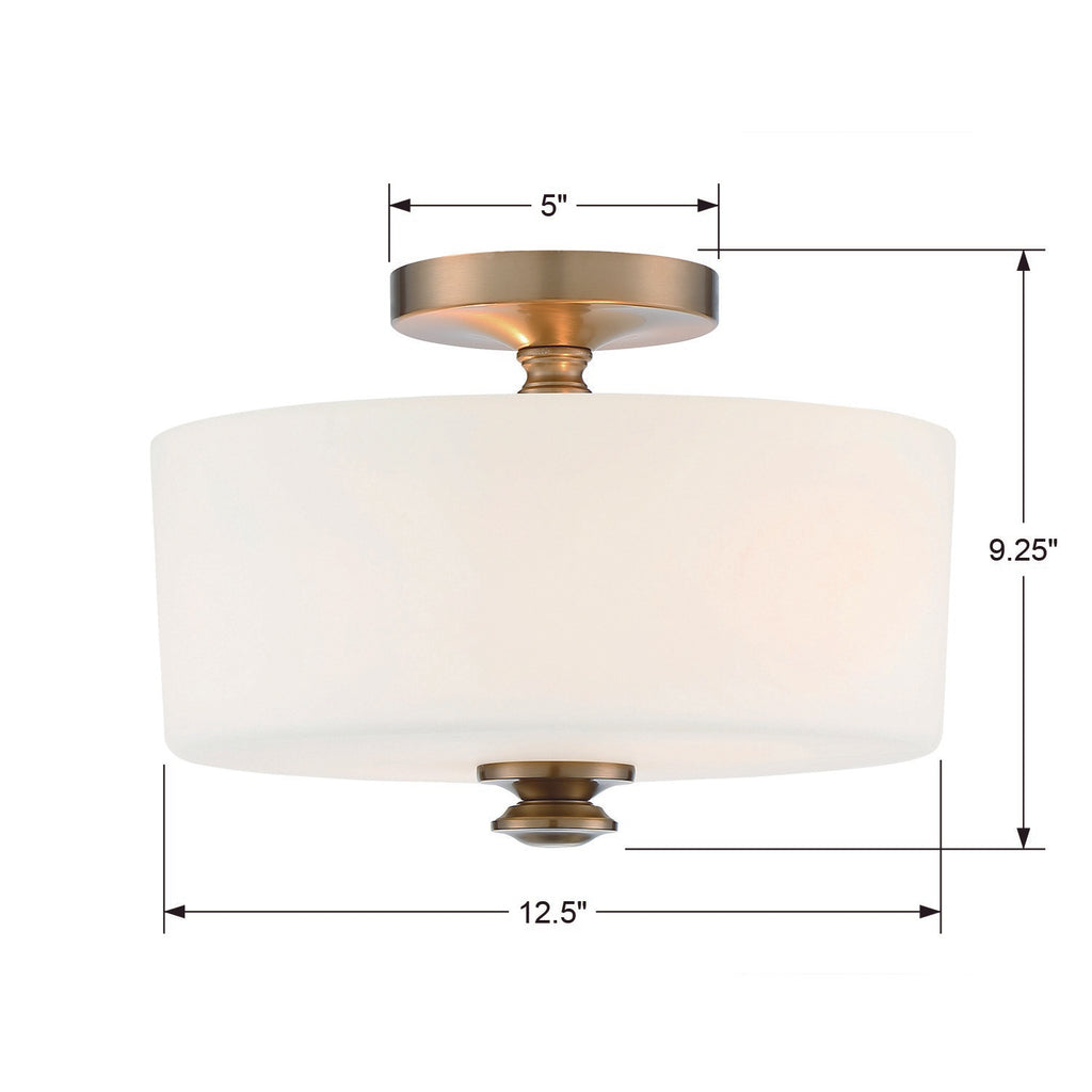 Crystorama Crystorama Travis 2 Light Vibrant Gold Semi Flush Mount