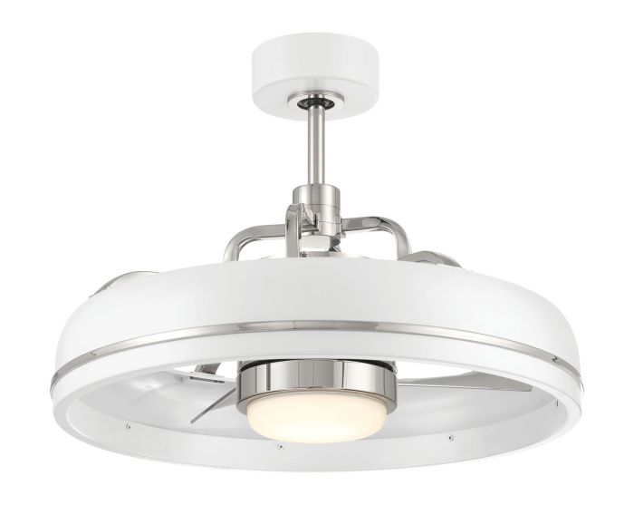 ##Antique Hardware## 20" Taylor in White/Polished Nickel w/ Clear Acrylic Blades