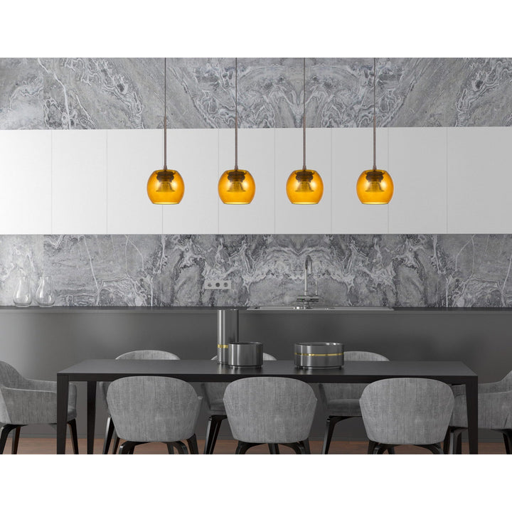 ITHACA 3000K, 8W, 700 LUMEN, 90 CRI DIMMABLE LED GLASS MINI PENDANT WITH AMBER GLASS Cal Lighting