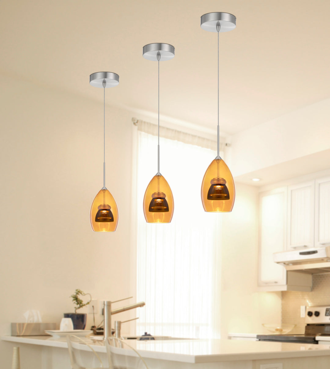 INTEGRATED DIMMABLE LED GLASS MINI PENDANT LIGHT. 6W, 450 LUMEN, 3000K Cal Lighting