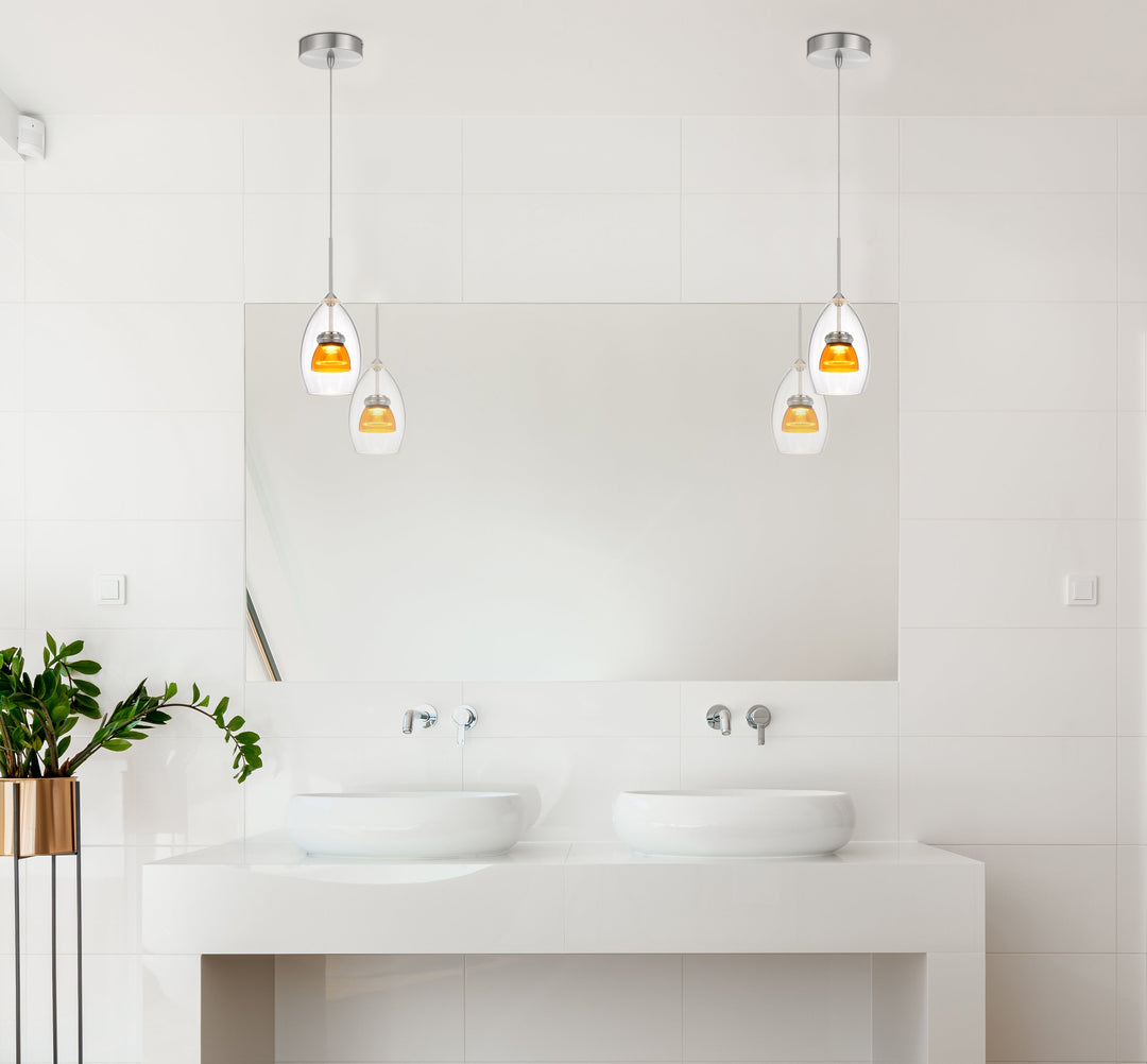 INTEGRATED DIMMABLE LED GLASS MINI PENDANT LIGHT. 6W, 450 LUMEN, 3000K Cal Lighting