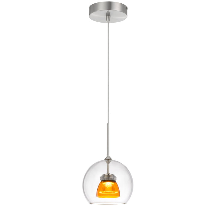 INTEGRATED DIMMABLE LED GLASS MINI PENDANT LIGHT. 6W, 450 LUMEN, 3000K Cal Lighting