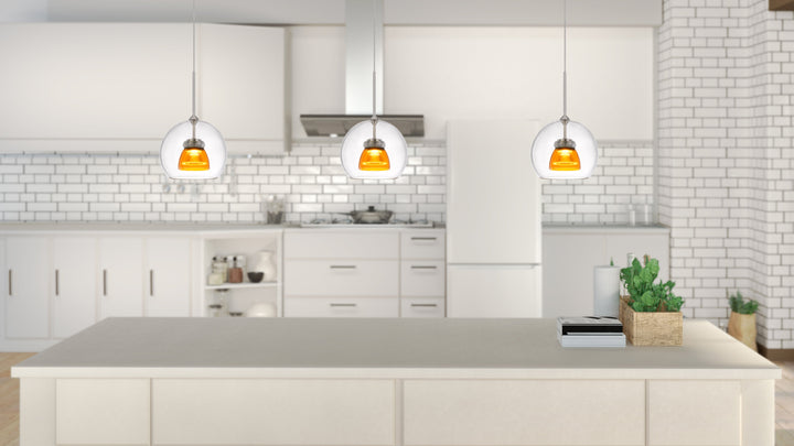 INTEGRATED DIMMABLE LED GLASS MINI PENDANT LIGHT. 6W, 450 LUMEN, 3000K Cal Lighting