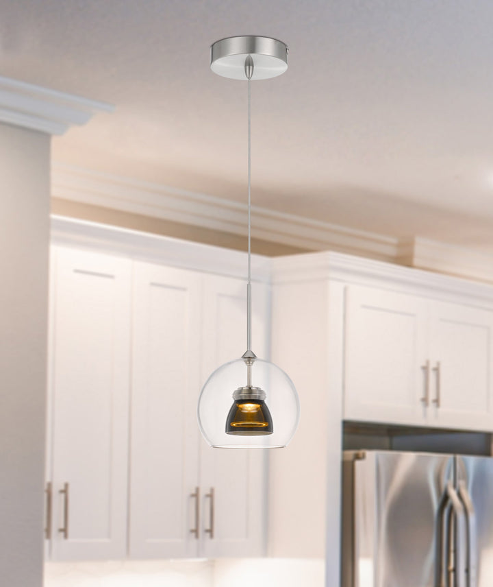 INTEGRATED DIMMABLE LED GLASS MINI PENDANT LIGHT. 6W, 450 LUMEN, 3000K Cal Lighting