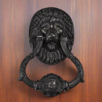 COPPER MOUNTAIN HARDWARE 7 1/2 Inch (3 3/4 Inch c-c) Large Ornate Lion Door Knocker (Oil Rubbed Bronze Finish)