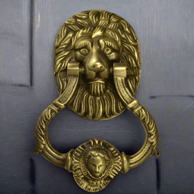 Copper Mountain Hardware 7 1/2 Inch (3 3/4 Inch c-c) Large Ornate Lion Door Knocker (Antique Brass Finish)