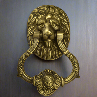 Copper Mountain Hardware 7 1/2 Inch (3 3/4 Inch c-c) Large Ornate Lion Door Knocker (Antique Brass Finish)