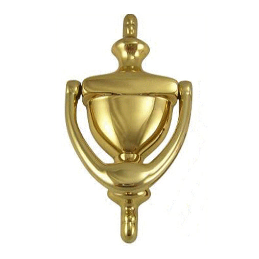 ##Antique Hardware## 5 7/8 Inch (4 Inch c-c) Solid Brass Traditional Door Knocker (Polished Brass Finish)