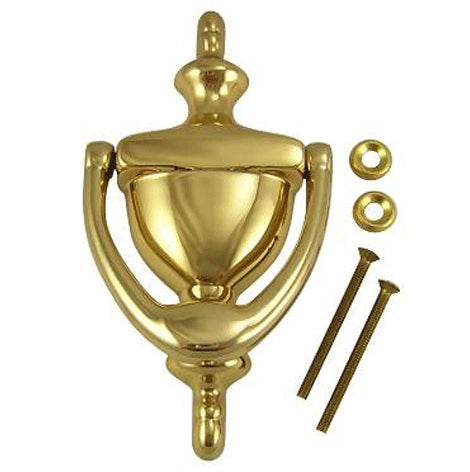 ##Antique Hardware## 5 7/8 Inch (4 Inch c-c) Solid Brass Traditional Door Knocker (Polished Brass Finish)