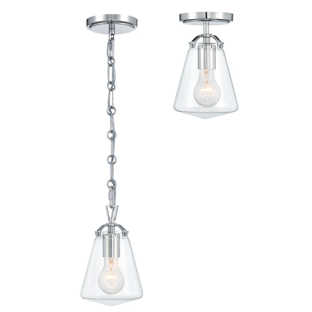 Voss 1 Light Polished Nickel Mini Pendant Crystorama