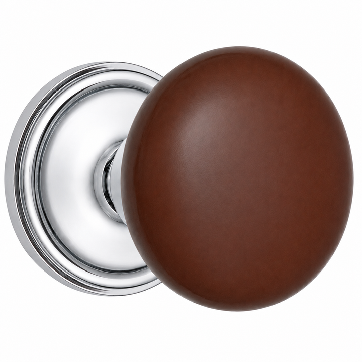 Brown Porcelain Door Knob Set – Traditional Rosette – Solid Brass Base – Multiple Finishes