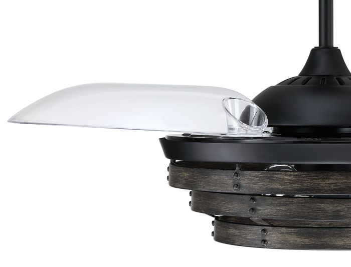 ##Antique Hardware## 42" Whiskey in Flat Black w/ Clear Acrylic Blades