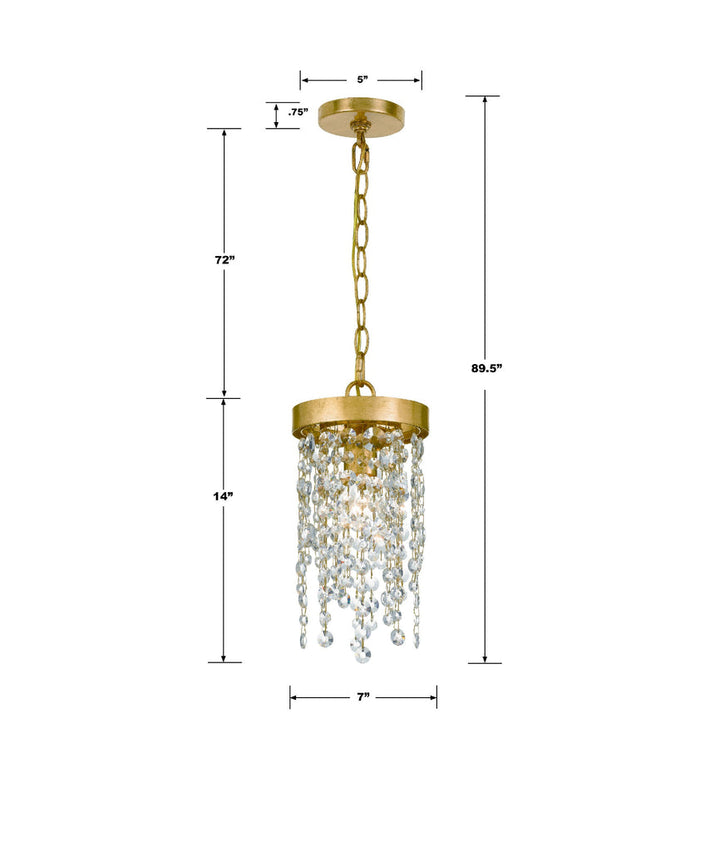 Winham 1 Light Antique Gold Crystal Mini Pendant Crystorama