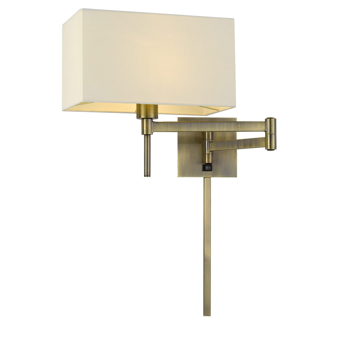 60W ROBSON WALL SWING ARM READING LAMP WITH RECTANGULAR HARDBACK FABRIC SHADE. 3 FT WIRE COVER INCLUDED. Cal Lighting