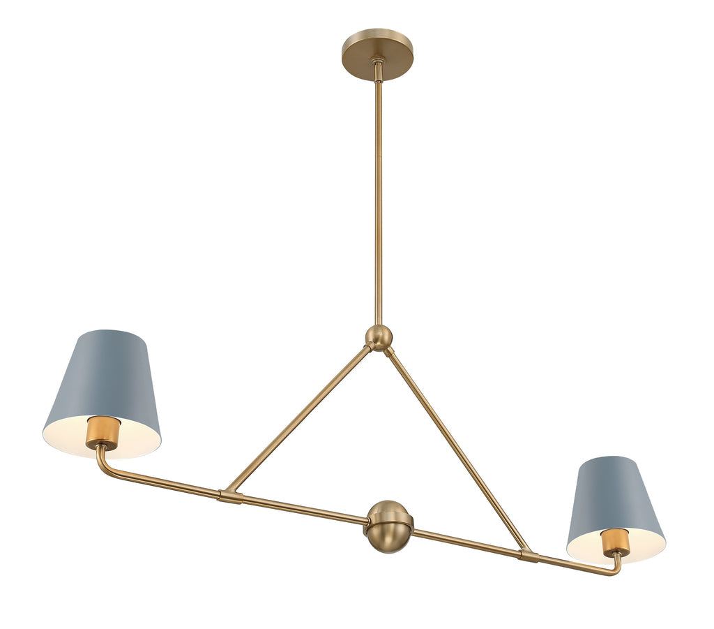 Crystorama Crystorama Xavier 2 Light Vibrant Gold + Blue Chandelier