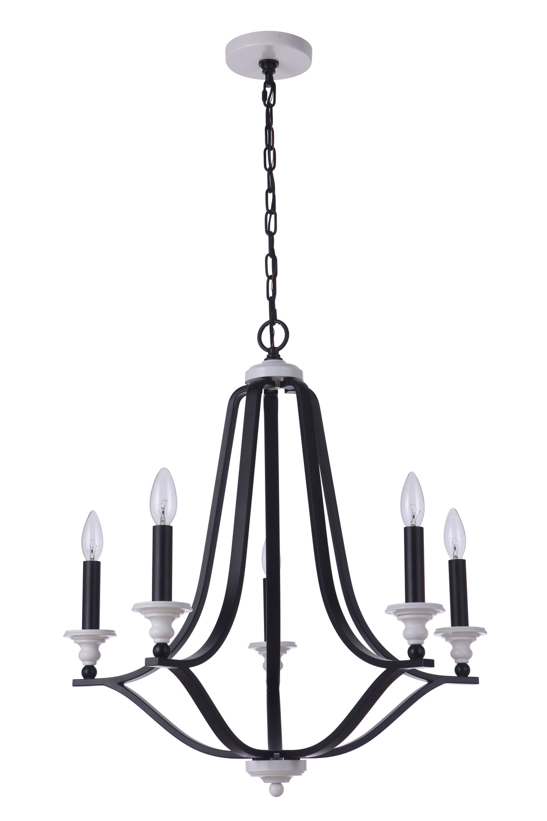 CRAFTMADE Esme 5 Light Chandelier in Flat Black/Matte White