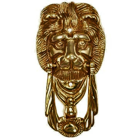 COPPER MOUNTAIN HARDWARE 6 1/8 Inch Solid Brass Lion Knocker & Ring (Antique Brass Finish)