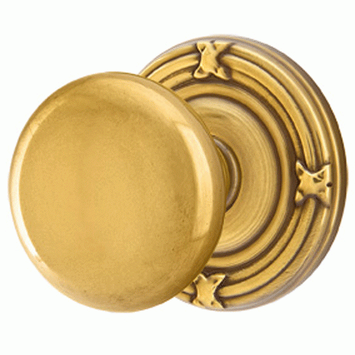 EMTEK 2 1/4 Inch Solid Brass Providence Door Knob With Ribbon & Reed Rosette