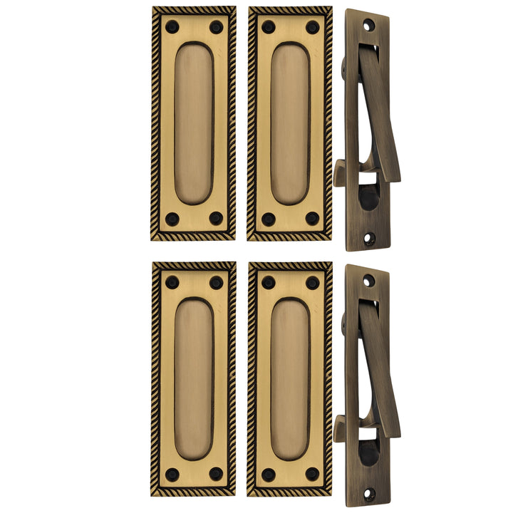 Georgian Rope Rectangular Pocket Door Set (Several Finishes Available) COPPER MOUNTAIN HARDWARE