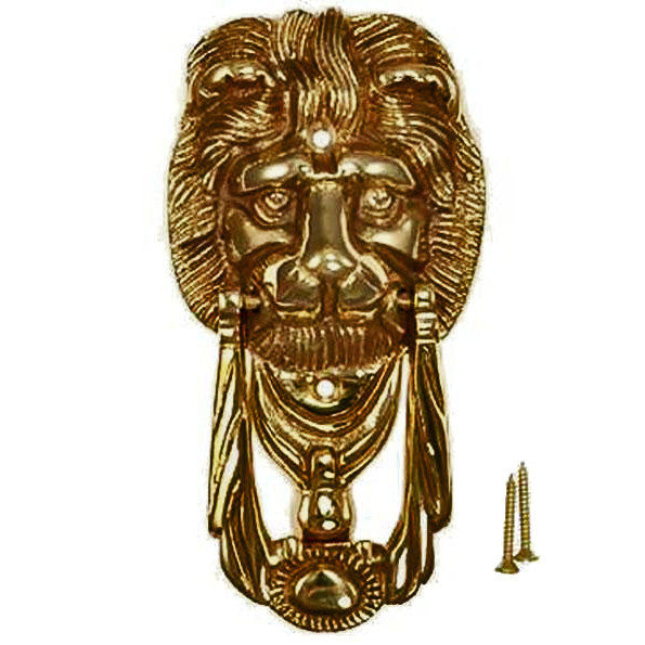 COPPER MOUNTAIN HARDWARE 6 1/8 Inch Solid Brass Lion Knocker & Ring (Antique Brass Finish)