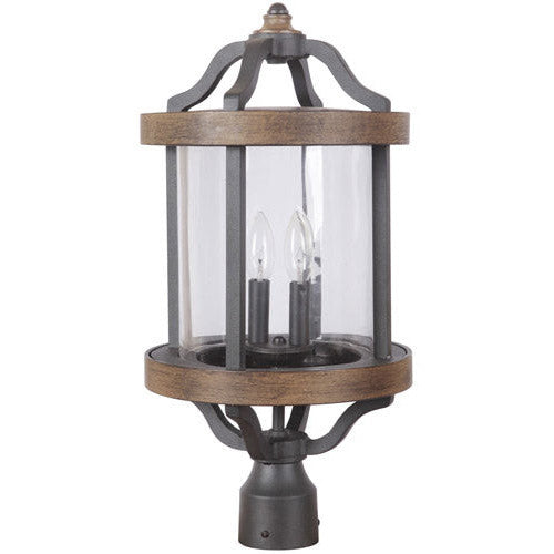 CRAFTMADE Ashwood 2 Light Outdoor Post Mount in Textured Black/Whiskey Barrel