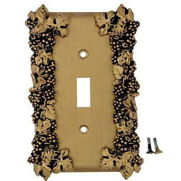 ANNE AT HOME Grapes & Floral Wall Plate (Antique Brass Gold Finish)