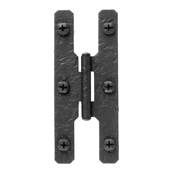 ACORN MANUFACTURING 7 Inch Cast Iron H Hinge: Pair of Black Matte Iron Hinges Flush Finish