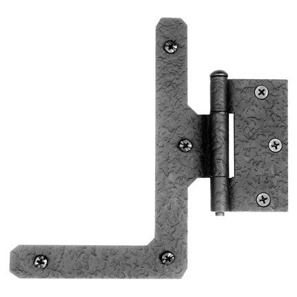 ACORN MANUFACTURING 7 Inch Cast Iron Half L Hinge: Pair of Black Matte Iron Hinges (Flush Finish)