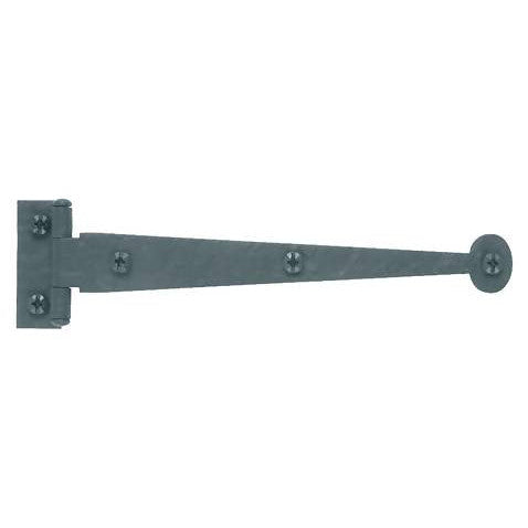 ACORN MANUFACTURING Pair 6 Inch Solid Rough Iron Bean Tip Strap Hinges Matte Black Finish (Offset)