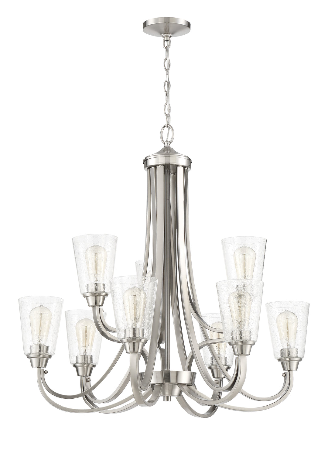 CRAFTMADE Grace 9 Light Chandelier in Brushed Polished Nickel (Clear Seeded Glass)